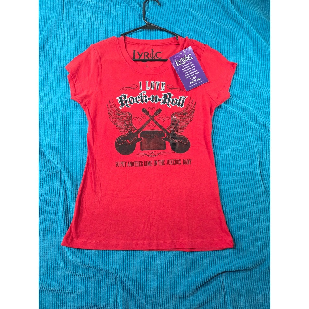 Lyric Nation I Love Rock-n-Roll Red Graphic Tee Shirt NWT Women Large